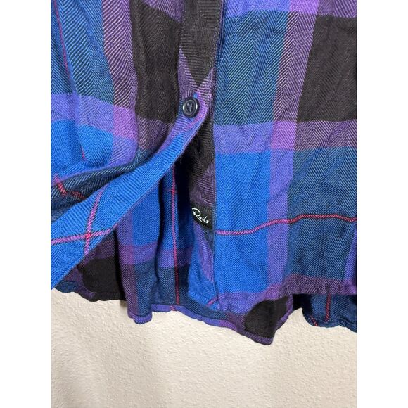 Rails Womens Blue Purple Plaid Button Up Flannel Sz M Soft Grunge - Picture 3 of 9